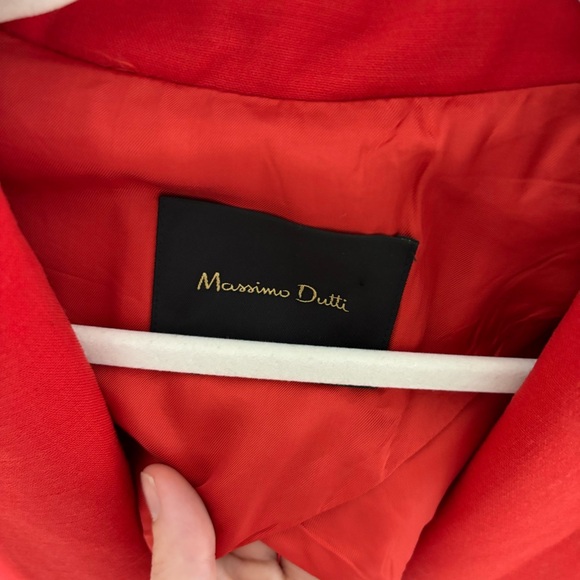 Massimo Dutti Red Wool Blend Coat Long Blazer Jacket Size 38 US 6 - Picture 5 of 9
